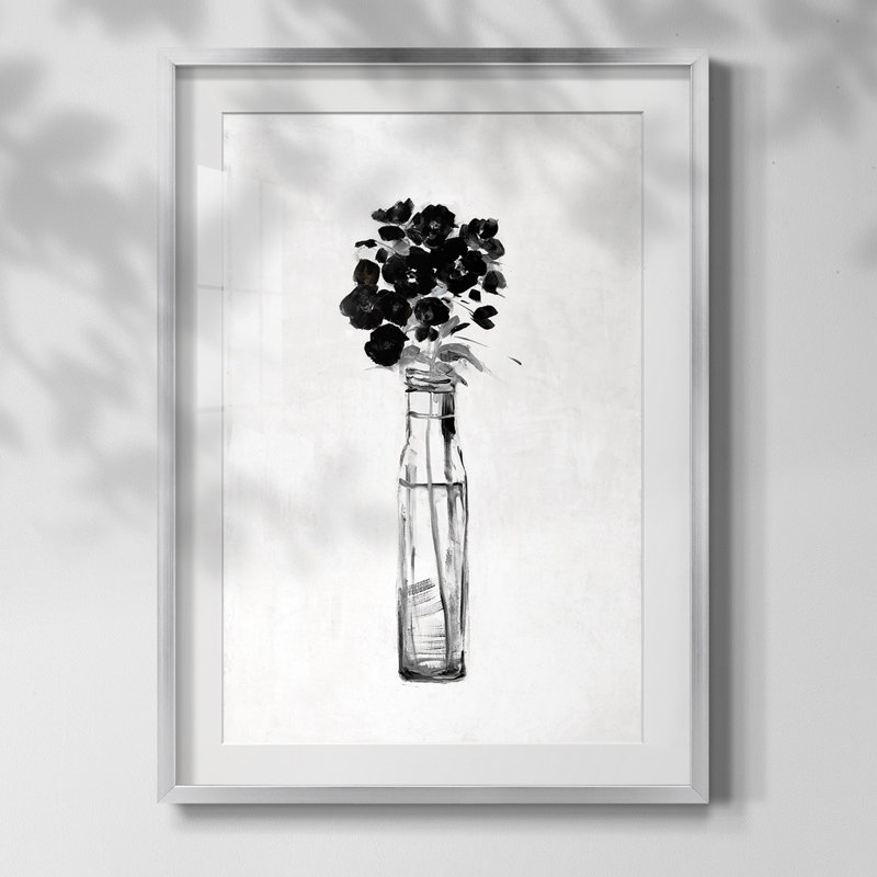 Zen Shapes II - Matted and Framed Under Acrylic Glass, Large Living Room Wall Art, Silver Framed Paper, White