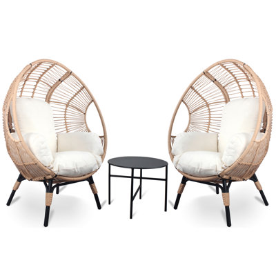 Ensemble de 3 chaises de patio avec table d'appoint