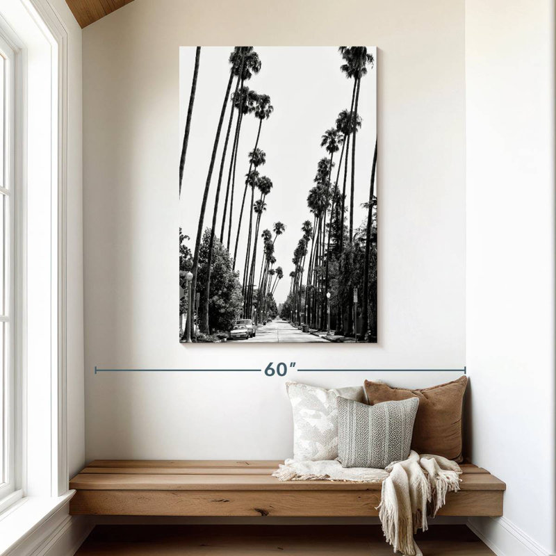 Sireci Black California Palm Trees Road, 48" H x 32" W