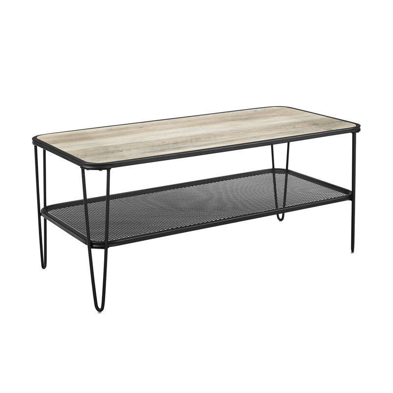 Ackerson Four Leg Coffee Table with Storage, Grey Wash