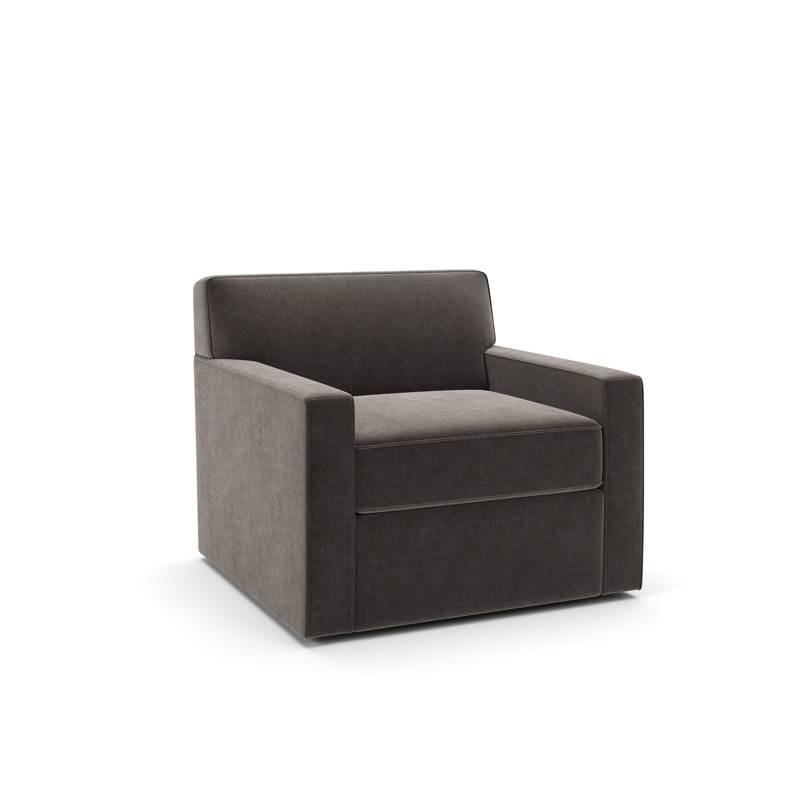 Francesca Upholstered Swivel Armchair, Andrew Espresso Performance Chenille
