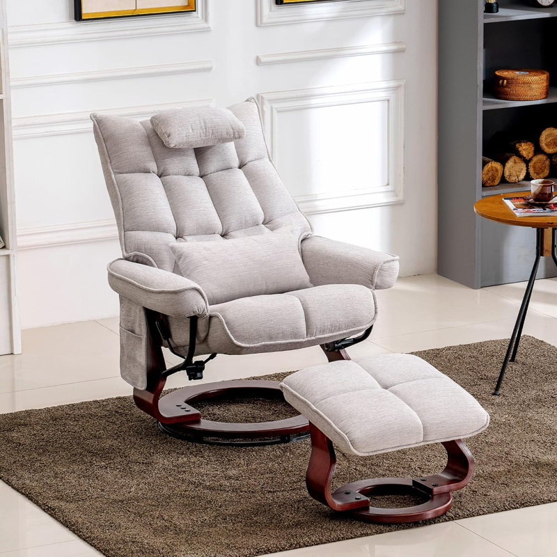 Fauteuil inclinable pivotant Bennith, Chenille beige