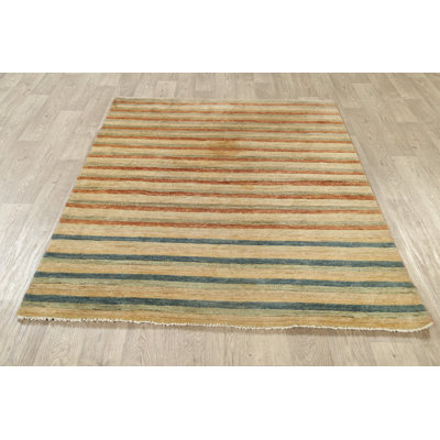 Tapis multicolore noué à la main de conception unique 5 pi 0 po x 6 pi 2 po