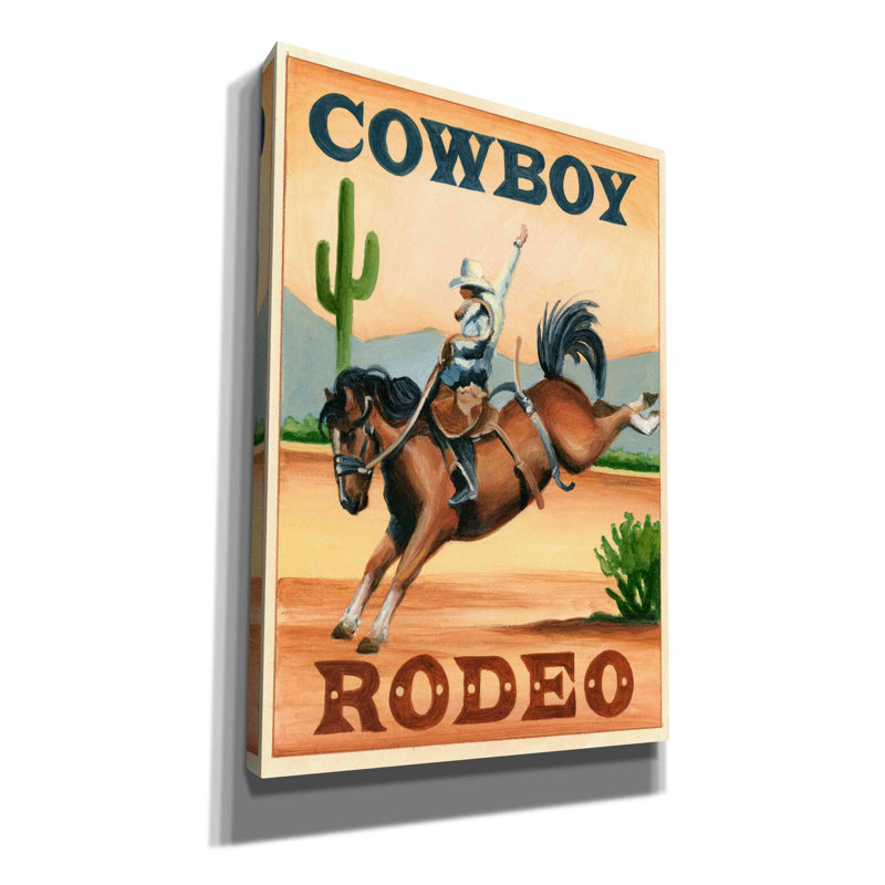 «Cowboy Rodeo» par Ethan Harper, art mural sur toile, H 26 po x l 18 po x P 0,75 po