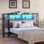 Tête de lit en métal pour lit avec tablettes de rangement, têtes de lit avec station de charge et lumières DEL pour la chambre à coucher-882497460