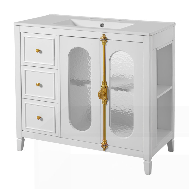 Meuble-lavabo 36 po avec 2 portes à fermeture douce