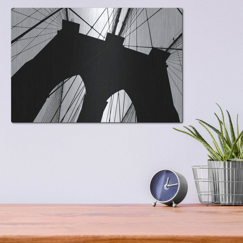  «Brooklyn Bridge Silhouette» par Erin Clark, art mural en métal, 16 po x 12 po, H 12 po x l 16 po