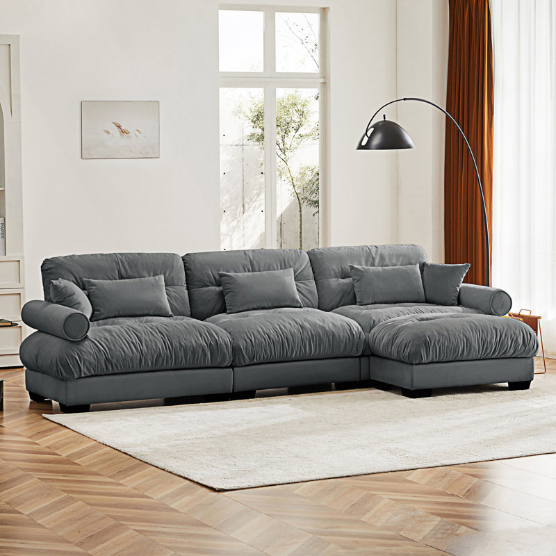 Canapé modulaire surdimensionné Bonfort, Velours gris velours