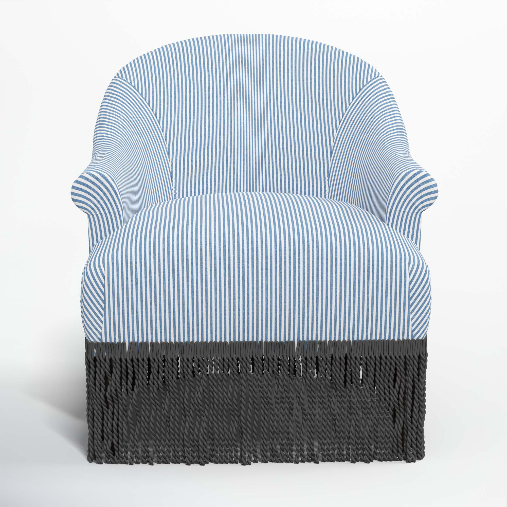 Callie Barrel Chair, Black, Prep Stripe Blue