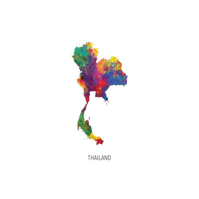Thailand Map by Michael Tompsett - Wrapped Canvas Print