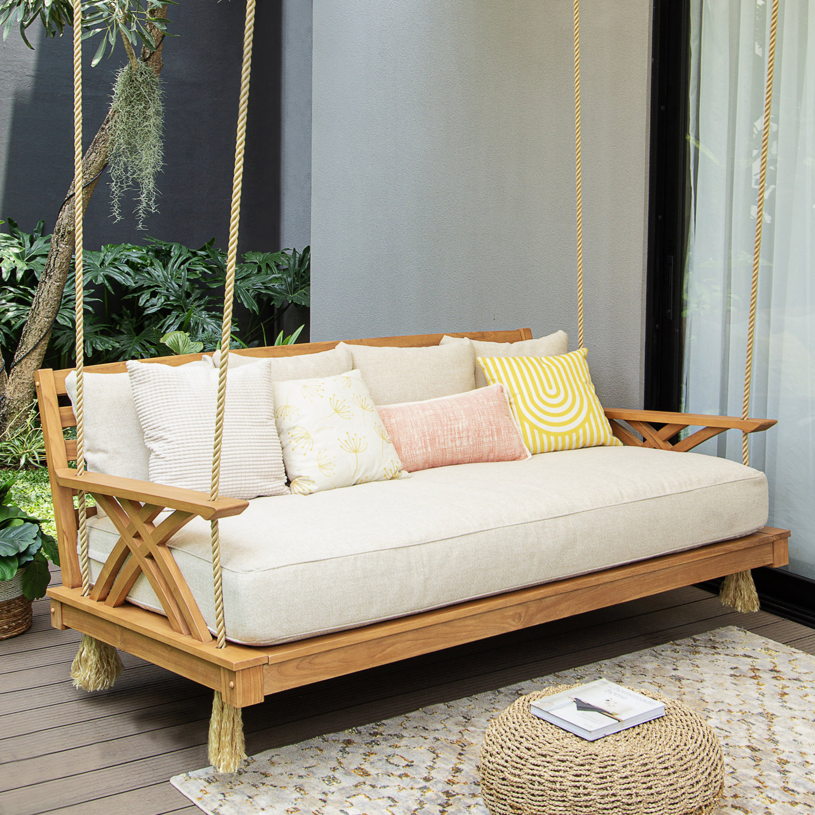 Davida Cotesfield Teak Outdoor Swing Bed