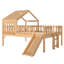 House Loft Bed With Slide,Playhouse Bed With Star Moon-Shaped Designs And Window, Chic Design With LED Lights,No Box Spring Needed-260246878-260246879