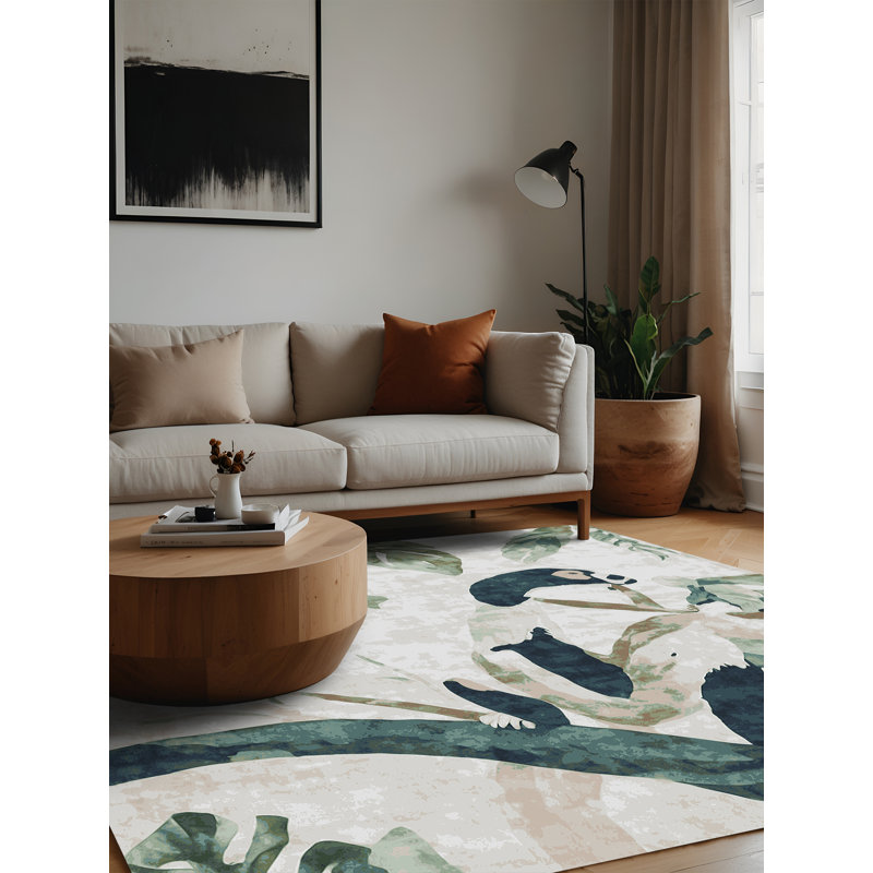 Machine Washable Gray Area Rug, Square 3'