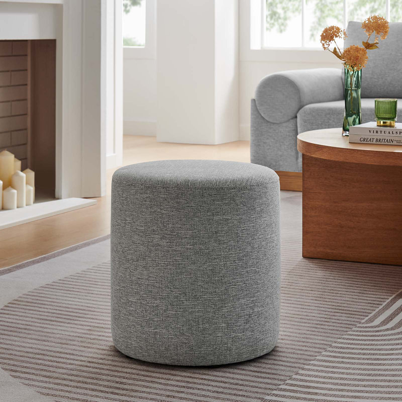 Modway Callum Upholstered Ottoman, Heathered Weave Light Gray Fabric