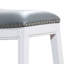 Tabouret de bar de 30 po de hauteur, finition blanche, siège en cuir gris-35572478