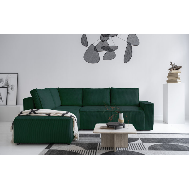 Brave Dave Corner Sofa L Shape, Bottle Green, Left Hand Facing