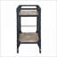 Chariot de service, chêne rustique industriel & amp; 2 tablettes de couleur gris anthracite avec porte-verres à pied | Chariots de cuisine | Industriel