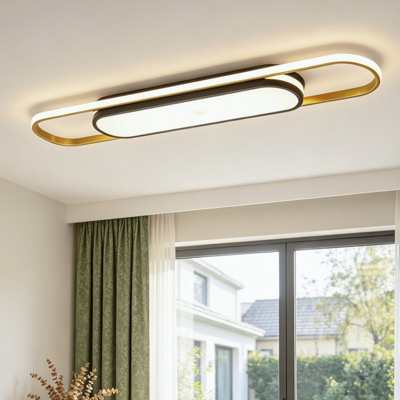 Plafonnier encastré 1 lumière Muscato, Noir / or, H 2,4 po x l 43,3 po x P 6,9 po
