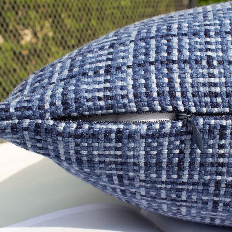 (Couvertures seulement) Ensemble de 2 housses de coussins décoratifs imperméables pour l'extérieur, Marine