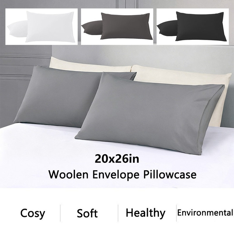 2pcs 20"x26" Soft Breathable Pillow Cases - Standard Size Pillowcases Cover, Black