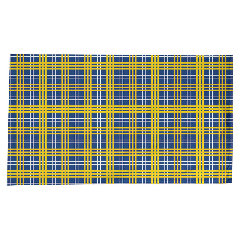 Nappe en mélange de coton à carreaux, Bleu royal / blanc / or
