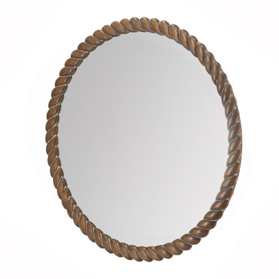 Miroir mural rond 28,3 x 28,3 po avec cadre en bois de pin