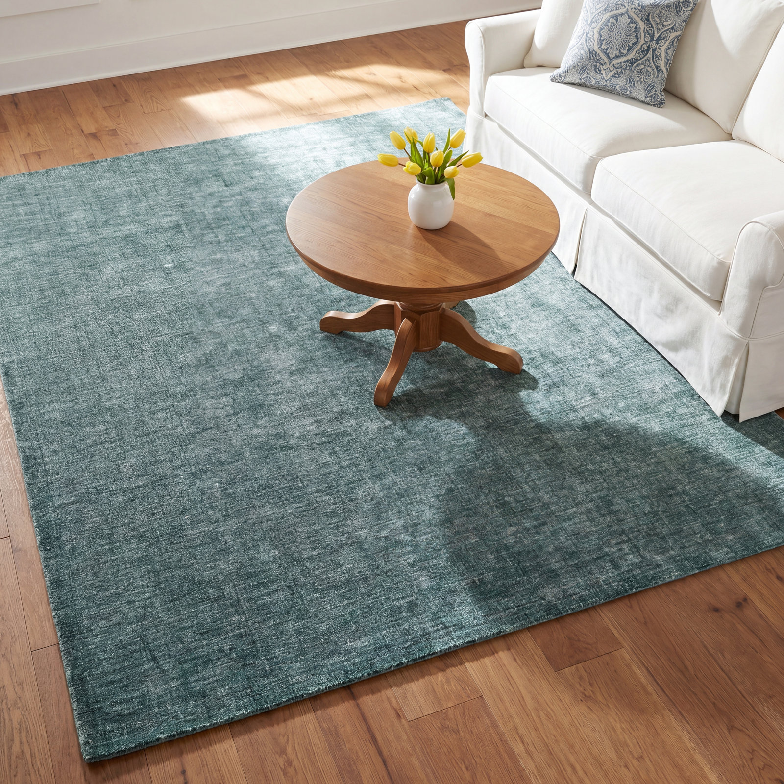 Lineville Light Green Hand-Tufted Wool Rug, Rectangle 3'6" x 5'6"