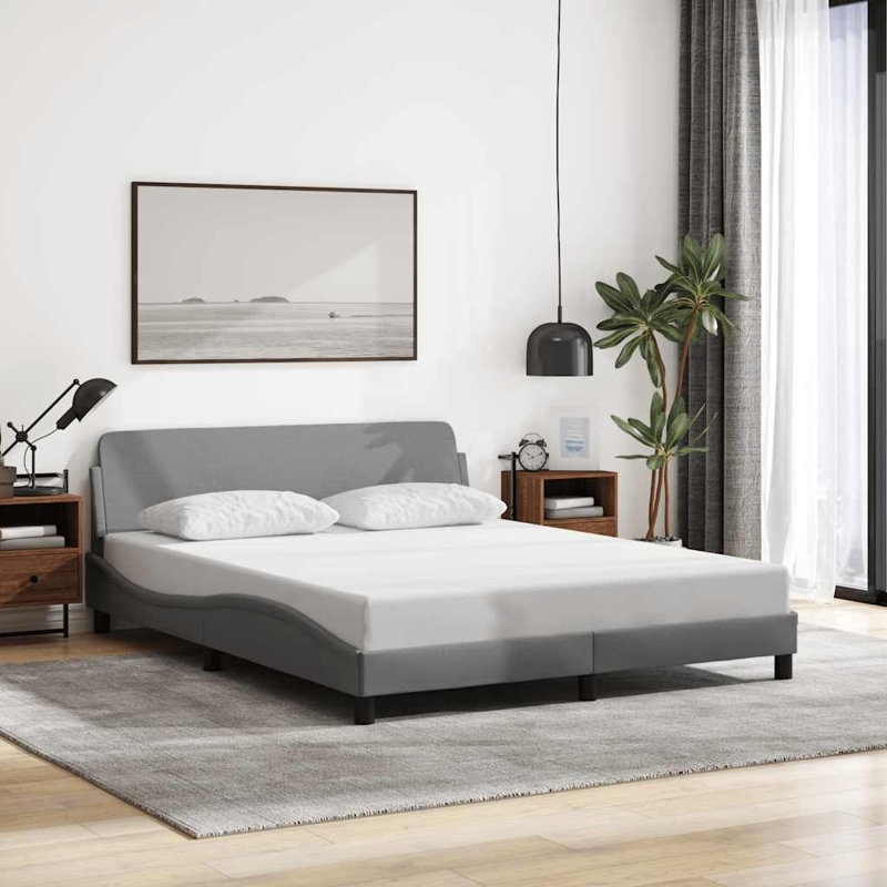 Structure de lit vidaXL gris clair 152x203 cm, Grand lit, Gris clair