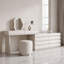 Coiffeuse extensible blanc crème avec tiroirs incurvés et 10 tiroirs de rangement, coiffeuse suspendue moderne avec commode pour chambre à coucher