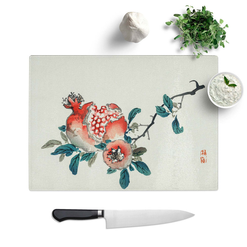 Tempered Glass Pomegranate by Kono Bairei Chopping Board, 39 cm W x 28.5 cm L