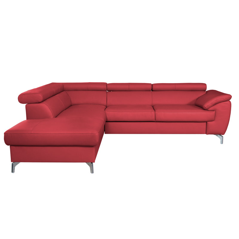 Brookhurst Leather Corner Sofabed, Red, Left Hand Facing