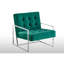 Luxueux fauteuil capitonné en velours avec structure en acier inoxydable chromé, parfait pour les salons modernes et élégants.-1749392723-1749392724