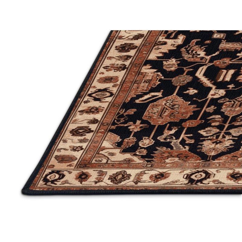 Tapis brun lavable à la machine, Rond 5 pi