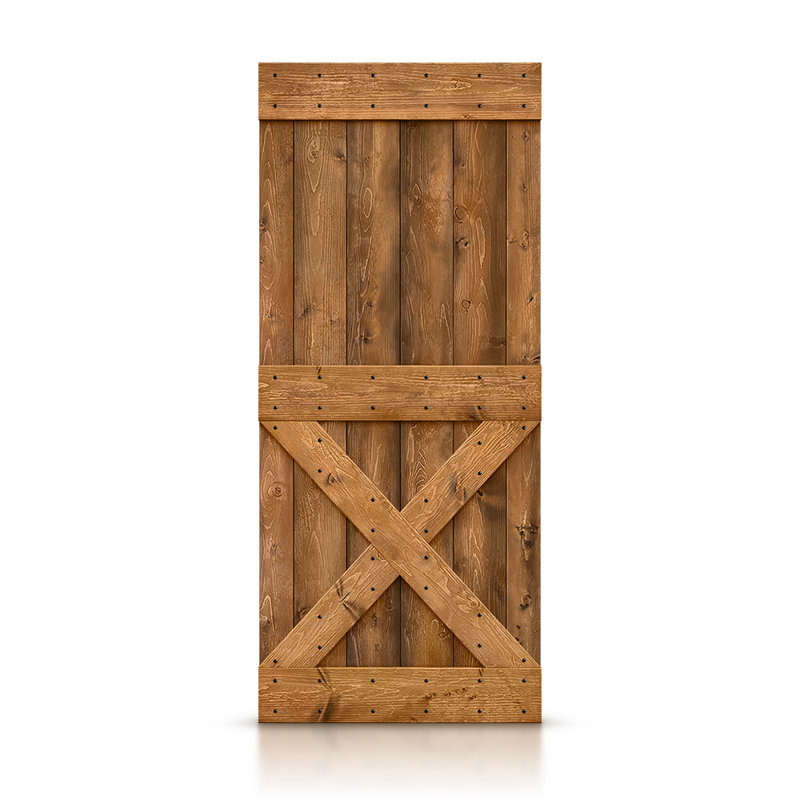 Porte de grange peinte peinte en bois à panneau sans installation de quincaillerie d’installation, Noyer, 36 po x 84 po