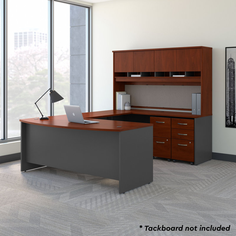 Series C 4 Piece Executive Desk Office Set, Hansen Cherry/Gray