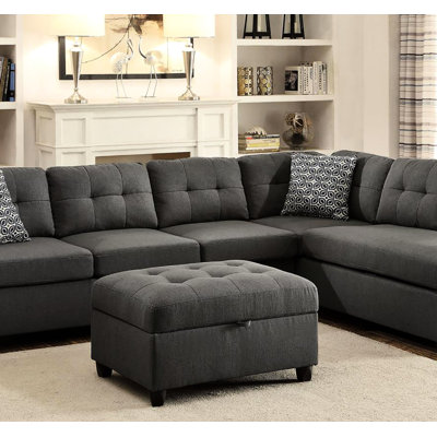Rangement gris avec capitonnage élégant et pieds de style contemporain contemporain