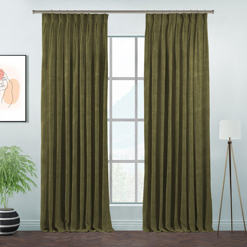 Room Darkening Single Curtain Panel, Metallic Gold, 245 W x 225 D cm