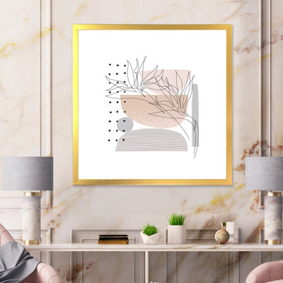 «Organic Retro Shapes With Tropical Leaves I», reproduction d'art sur toile moderne