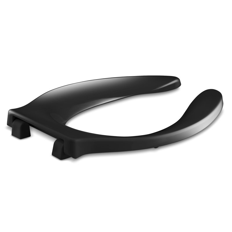 Stronghold Elongated Toilet Seat with Integrated Handle and Self-Sustaining Check Hinge, Black Black