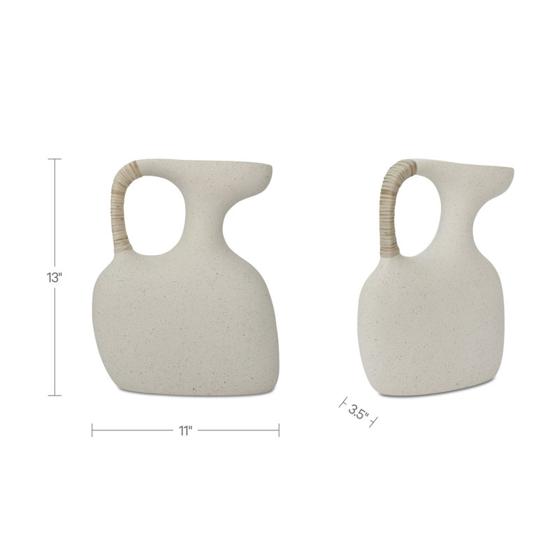Vila 13In Sculptural Vessel Cream White, 13" H x 3.5" W x 11" D