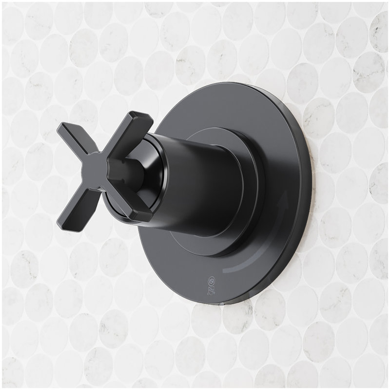 Vassor In-Wall Shower Volume Control Handle and 3/4" Rough-In Valve - Matte Black, Matte Black