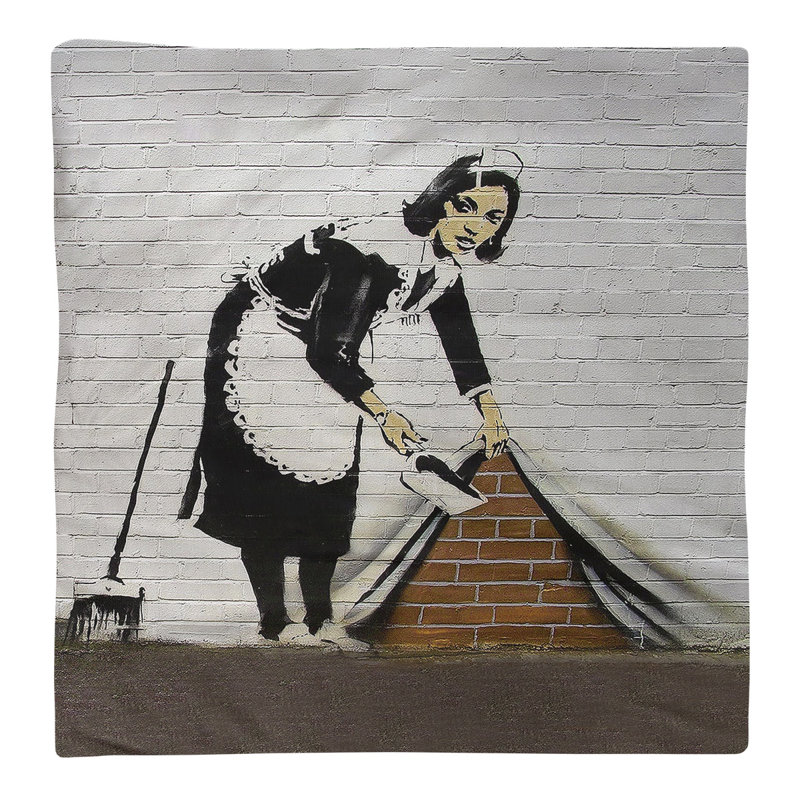 Banksy Graffiti No Pattern Square Napkin, 22" x 22", Poly Twill