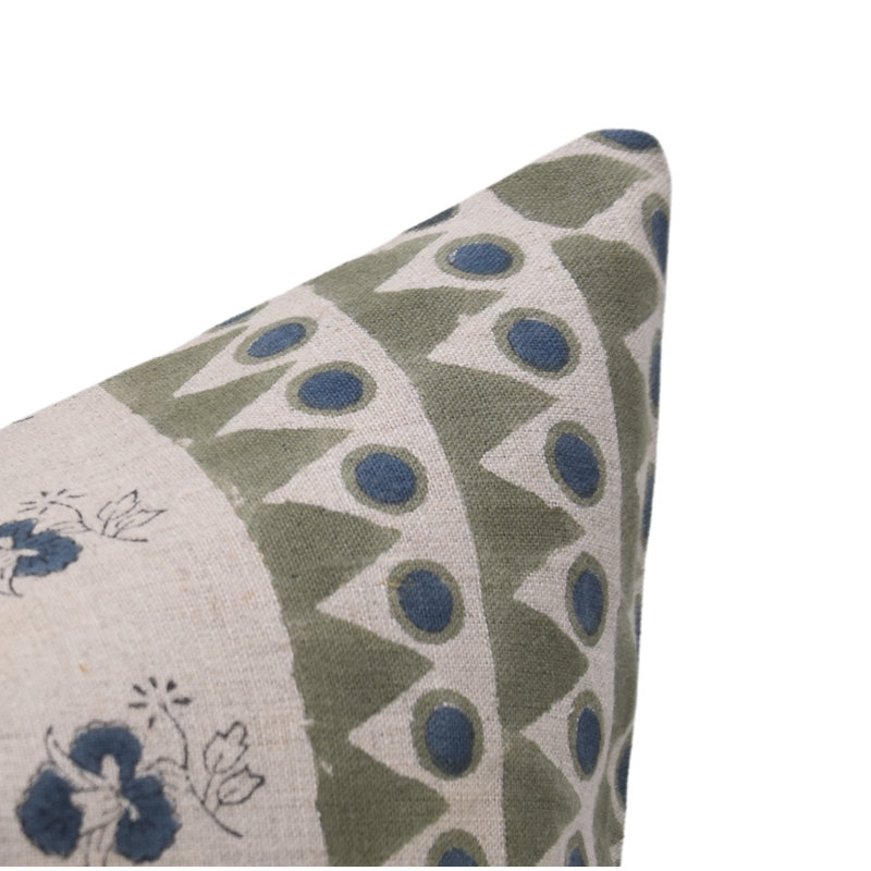 Housses de coussin en lin pur à motif de Fab Fabine (lune de montagne, bleu), H 26 po x l 26 po