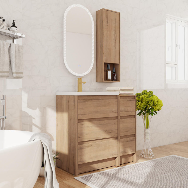 Ensemble de meuble-lavabo autoportant 36 po avec lavabo en résine 36 po et 6 tiroirs
