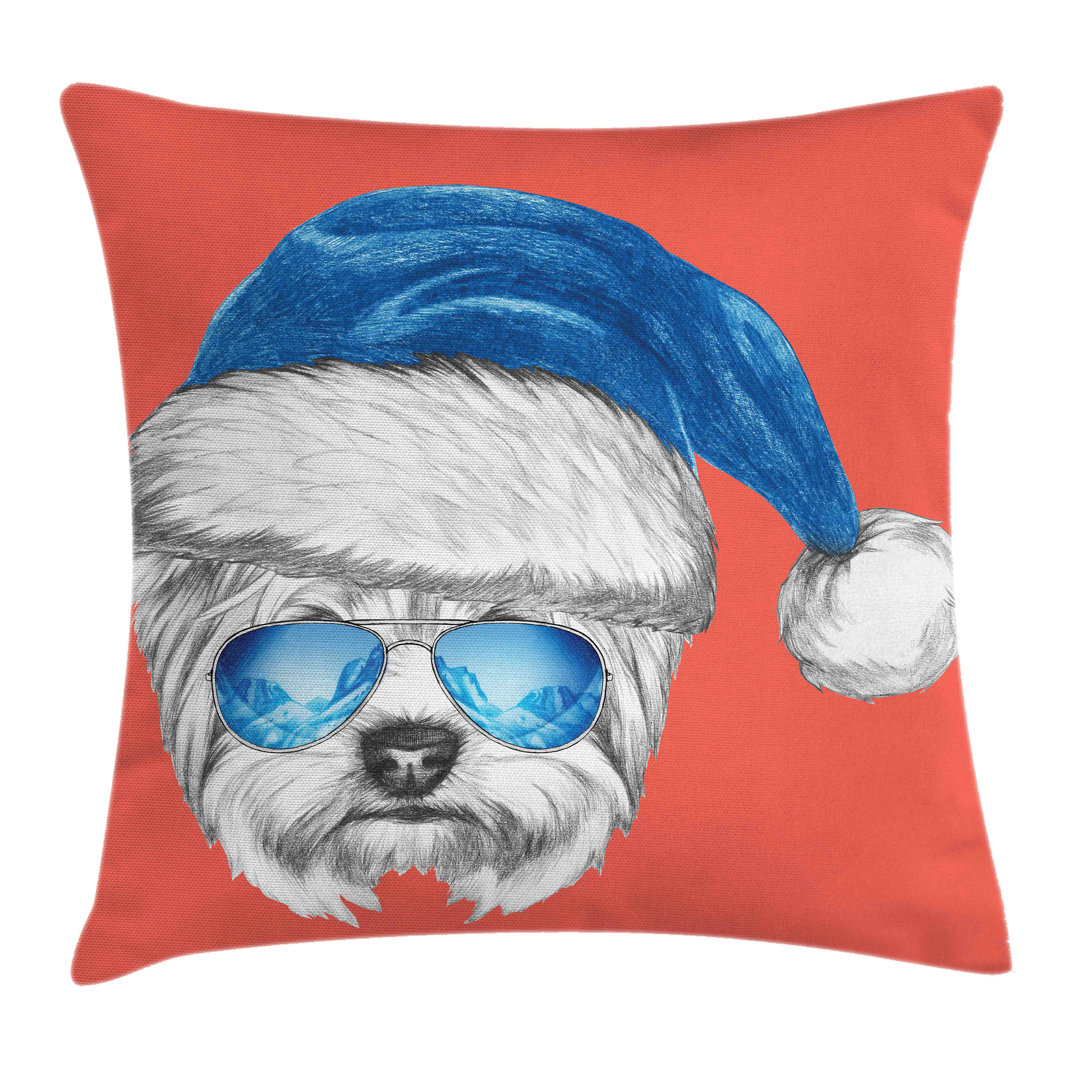 Kissenbezug, Blue Santa Hat Lustig, Yorkie, Coral Weiß Blau