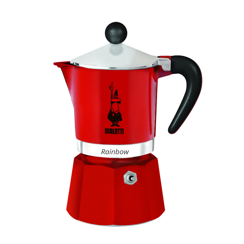 Bialetti Moka Express Rainbow Percolator Coffee Maker, Red, 6 Cups