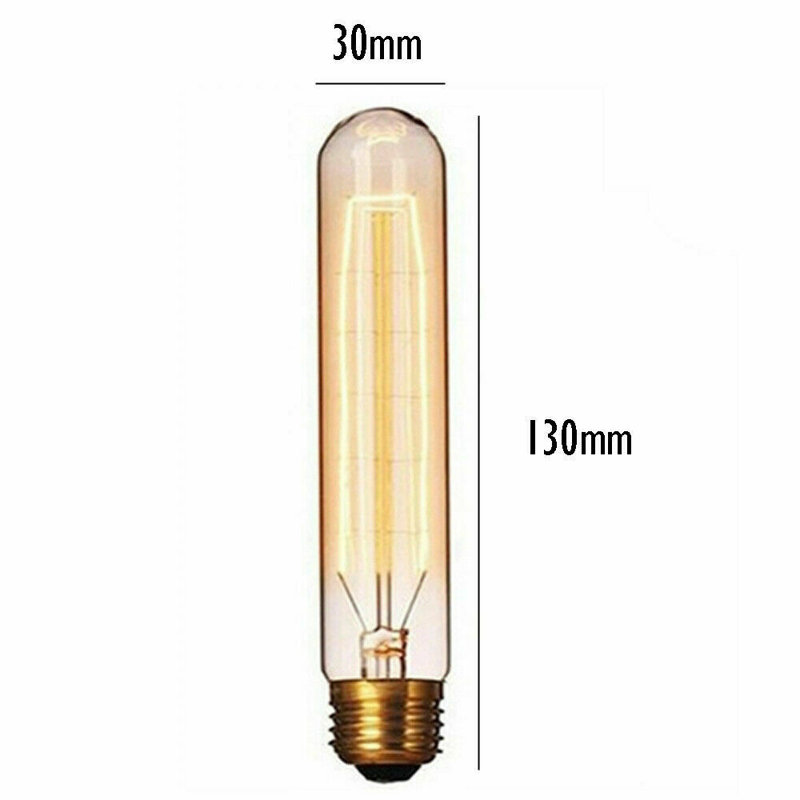 60W E27 Dimmable Incandescent Vintage Edison Tube Light Bulb Amber