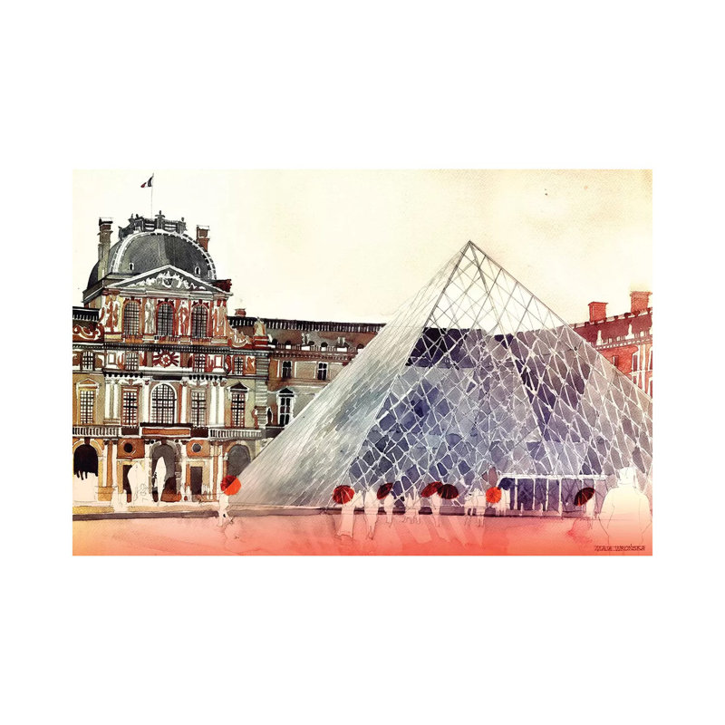 Louvre In September by Maja Wronska - Wrapped Canvas Painting, 66.04 cm H x 45.72 cm W x 3.175 cm D