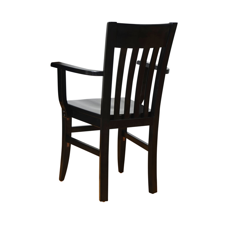 Chaise avec accoudoirs en bois massif Henson, Noir