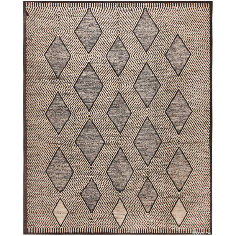 Tapis décoratif moderne luxueux à motif de losanges de conception unique One-of-a-Kind